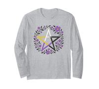 Nonbinary Pentagram Wiccan Pagan Enby NB Pride Flag Boho Manga Larga