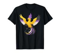 Nonbinary Phoenix Bird Enby Pride Flag Rising From Ashes Camiseta