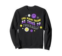 Nonbinary Pride Colores Retro Enby LGBTQ Mensaje Floral Sudadera