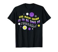 Nonbinary Pride Colores Retro Enby Orgullo Floral LGBTQ Camiseta