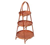 NONDK 1 Cesta Tejida A Mano de Bambú para Frutas, Verduras y Alimentos, de 3, con Bandeja de Pie, Cesta de Almacenamiento Multifunción para Cocina.