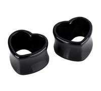 NONDK 1 Par Acrilico Corazon Oreja Tuneles Tapones Oreja permite 24mm Negro