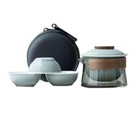 NONDK 1 TazóN, 3 Tazas, Juego de Tazas de Té, Juego de Té para el Hogar, Juego de Té de Viaje, Bolsa PortáTil para Exteriores, Suministros de Juego de Té, D