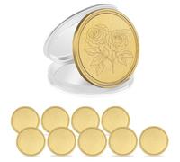 NONDK 10 Piezas de Monedas de Latón en para Grabado, Monedas en para Grabado de Metal de 40 mm con Caja de Protección de Acrílico