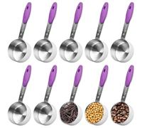 NONDK 10 Tazas Medidoras de 1/4 Pulgada, Cuchara Medidora de Acero Inoxidable de 2 Oz con de Silicona, Mini Cucharas Medidoras de Metal para Cocinar y Hornear.