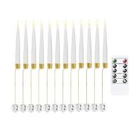 NONDK 12 Velas LED de 1,27 cm X 15,24 cm con Control Remoto Parpadeante y 12 de Bola de Cristal, Candelabros de Luz Cálida Sin Llama.