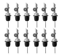NONDK 12 Vertedores de de Licor de Acero Inoxidable, Boquilla de con Tapa AutomáTica para Alcohol para Aproximadamente 3/4 Pulgadas de Boca de Botella Plateada