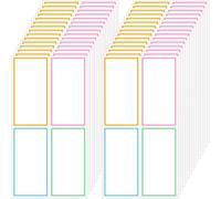 NONDK 120 Etiquetas de Borrado en Seco, Etiquetas de Nombre Extraíbles de 6 X 3 Cm, Notas Adhesivas Fáciles de Despegar para Pizarra, Refrigerador y Almacenamiento.