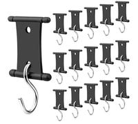 NONDK 16 Piezas Clips de Luz para Toldos RV para Toldos, Soportes de Luces para Campistas de Doble Cara para Toldos Suspensión de Soporte de Luz Negro