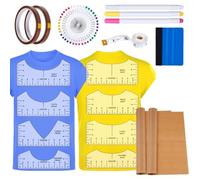 NONDK 18 Piezas de Accesorios de Sublimación, Regla Guía para Camisetas, Herramienta de Alineación de Vinilo, Accesorios para Prensas Térmicas, Lámina Antiadherente