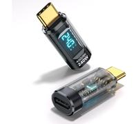 NONDK 2 Adaptadores USB C de 240 W, Medidor de Potencia, Probador, Pantalla Digital LED, Conector de Extensión Tipo C Macho A Hembra para Teléfono y Tableta