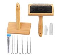 NONDK 2 Cardadores de Lana, Cardadores Manuales para Cepillo de Fieltro con Aguja de Lana, Cardadores de Lana de Madera con Aguja de Lana