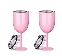 NONDK 2 Copas de Vino Rosadas Aisladas, Copa de Vino de Viaje de Acero Inoxidable de Alimenticio de Doble Pared con Tapa A Prueba de Fugas para Adultos