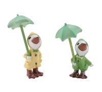 NONDK 2 Estatuas de Patos de JardíN, 1 Par de Patitos Lindos con Paraguas, Adorno de Resina para JardíN, Pato de JardíN, DecoracióN Al Aire Libre