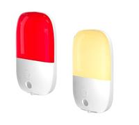 NONDK 2 Luces Nocturnas LED Rojas de 670 NM para Dormir, Sensor Crepuscular, Luces Nocturnas Regulables con Encendido/Apagado Automático, Enchufe de Pared (Enchufe Europeo)