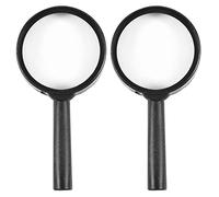 NONDK 2 Piezas 3X Lupa de Lentes 40mm de Plastico Negro de Mano de Aumento