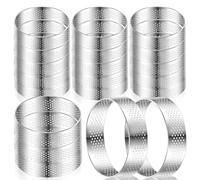 NONDK 20 Piezas de Anillos de Tarta Perforados de 3 Pulgadas, Anillos de Tarta Redondos de Acero Inoxidable, Anillos de Tarta Redondos de Metal Antiadherente para Hornear