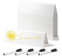 NONDK 20 Tarjetas de Borrado en Seco para Nombres, Placas Blancas Reutilizables para Escritorio, Tamaño 8,66 X 2,76 X 2,09 Pulgadas, para Mesas de Reuniones de Oficina.