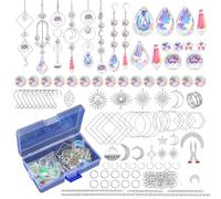 NONDK 200 Atrapasoles de Cristal, Atrapasoles con Cristales, Kits de Manualidades para Adultos, con Creador de Arcoíris, Prisma y Colgantes de Plata