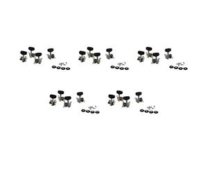 NONDK 20Pcs Ukulele Guitarra Y 20 Pequenas Guitarra de Cuerda de Cabezal de la Maquina de Afinacion 10R Y 10L, Tornillos de Montaje Incluidos - Plata Y Negro