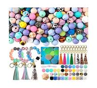 NONDK 221 Piezas de 15 Mm de Cuentas de Goma de Silicona a Granel para con Borlas y para Suministros para Hacer Llaveros DIY