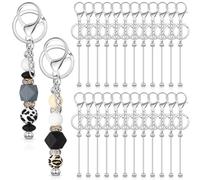 NONDK 24 Barras de con Cuentas una Granel para Cuentas, en para Bricolaje, con Cuentas de Metal para de Cuentas, Manualidades, Plata