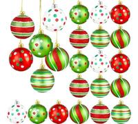 NONDK 24 Bolas de Navidad de 2,4 Pulgadas para Árbol de Navidad, Brillantes, de Plástico, para Colgar en el Árbol, para Fiestas Navideñas.