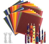 NONDK 24 Láminas de de Abeja de 20 X 20 cm para Hacer Velas, Kit para Hacer Velas de de Abeja en 12 Colores Brillantes para Adultos
