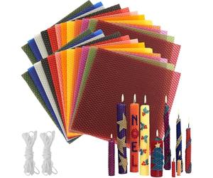NONDK 24 Láminas de de Abeja de 20 X 20 cm para Hacer Velas, Kit para Hacer Velas de de Abeja en 12 Colores Brillantes para Adultos