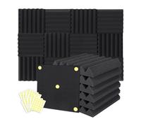 NONDK 24 Paquetes de Paneles de Espuma Acústica en Forma de Cuña de 2 X 12 X 12 Pulgadas, Espuma Insonorizante con Cancelación de Ruido para Grabación en el Hogar y la Oficina