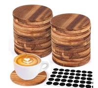 NONDK 26 Posavasos de Madera Sin Terminar, Redondos de 10 cm de para Manualidades, con Puntos de Silicona Antideslizantes.