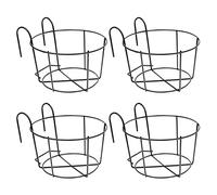 NONDK 4 Piezas Maceteros Colgantes para Barandillas, Soportes para Macetas, Estantes de Hierro para Plantas, Valla, Soporte de Macetas de Metal para BalcóN, Cesta para BalcóN, PequeñO