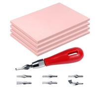 NONDK 4 Sellos de Bloque de Goma para Tallar Sellos con Herramientas de Corte para Grabado, ImpresióN y Sellos Artesanales de Goma Suave