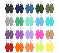 NONDK 40 Llaveros de Hotel en con Llaveros, de Motel de Rombo de Plástico de 20 Colores para DIY y Etiqueta de Equipaje