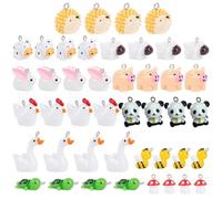 NONDK 44 Paquete de Resina Encantos de Animales Colgantes de Animales Lindos Suministros de Joyería de Granja Accesorios de Bricolaje para Collar Pendiente
