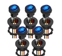 NONDK 5 Piezas de Interruptor Basculante Redondo Impermeable de 12V con Carcasa, Interruptor Basculante de LED de 12V, Interruptor Basculante de 3 Pines de 12 Voltios.