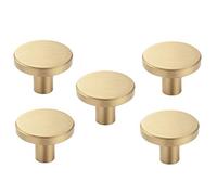 NONDK 5 Uds., Perillas Doradas para Gabinetes, Perillas Redondas Decorativas de Cobre Puro, Tiradores, Gancho de Pared, Herrajes para Gabinetes de Cocina