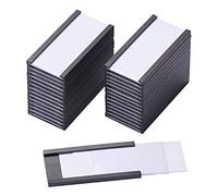 NONDK 50 Soportes MagnéTicos para Etiquetas con Soportes MagnéTicos para Tarjetas de Datos con Protectores de PláStico Transparente para Estantes de Metal (1 X 2 Pulgadas)