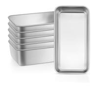 NONDK 6 Moldes Rectangulares de Metal para Pan, Aptos para Horno Doméstico, Pasteles y Repostería. Fácil de Desmoldar y Aptos para Lavavajillas. Ideales para Pan Casero, Pastel de Carne, Tartas y Brow