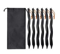 NONDK 6X 25 cm Clavijas para Tienda de Campaña Al Aire Libre Clavos Molidos con Bolsa de Almacenamiento Clavos A Prueba de Viento Accesorios de Camping Sujeción de Tienda Negro