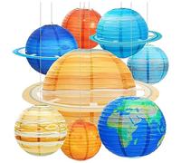 NONDK 8 Faroles de Papel Espacial, Farolillos Multicolores de Planetas del System Solar, Suministros para Fiestas TemáTicas del Espacio Exterior de 12 Pulgadas