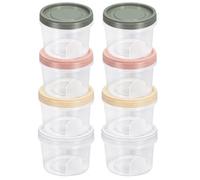 NONDK 8 Recipientes Redondos de Plástico con Tapas, Pequeños Recipientes Reutilizables para Almacenamiento en Congelador con Tapa de Rosca de 500 Ml