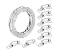 NONDK Abrazadera de Gusano de Acero Inoxidable 304, Abrazadera de Manguera con Sujetadores, Abrazadera de Manguera de Tubo DIY Ajustable, Abrazadera de Conducto, 11,5 Pies