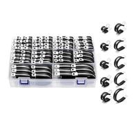 NONDK Abrazaderas para Cables - 112 Piezas 10 Tamaños - Kit Surtido de Abrazaderas para Tubos de Acero Inoxidable Abrazaderas para Cables con Aislamiento y Almohadillas de Goma