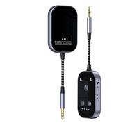 NONDK Adaptador AUX para Coche 2 en 1 Bluetooth 6.0 con Conector AUX de 3.5 mm para Altavoz, PC, Avión, Coche y TV.