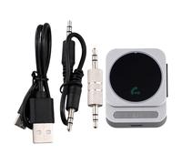 NONDK Adaptador Bluetooth 5.3 AUX para Coche Receptor de Audio Bluetooth Adaptador de Música para Coche con Cancelación Micrófonos Incorporados Manos Gris Plateado