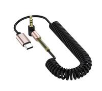 NONDK Adaptador de Cable de Audio USB C A Conector de 3.5mm Jack AUX para Auriculares, Altavoces, Cable Tipo C, Convertidor en Ángulo de 90 Grados, USB Enrollado para Auriculares.