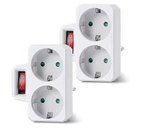 NONDK Adaptador de Enchufe, Enchufe Doble para Enchufe, Enchufe Doble con Interruptor de 3800 W para Oficina, Hogar O Viajes, Enchufe de la UE (Paquete de 2)