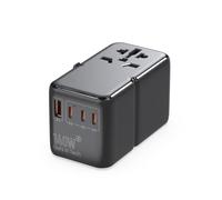 NONDK Adaptador de Enchufe Internacional de 140 W, Adaptador de Viaje GaN3 con de Corriente Universal, 1 USB A, 3 USB Tipo C, Cargador Rápido, Enchufe de la UE.