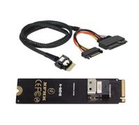 NONDK Adaptador de Tarjeta NGFF M-Key NVME A SFF-8654 Slimline SAS y Cable U.2 U2 SFF-8639 NVME PCIe SSD de 50 cm para Placa Base SSD